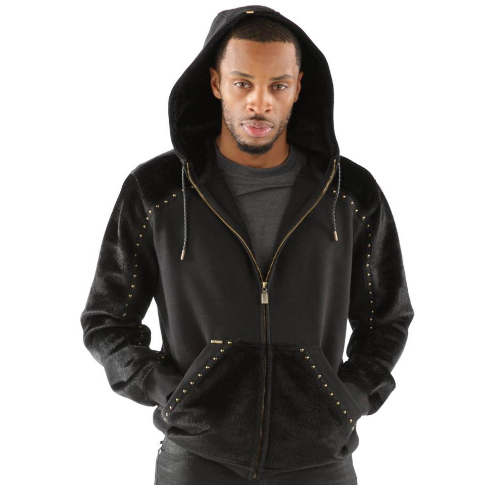 Pelle Pelle Ornate P Pony Black Fur Hoodie