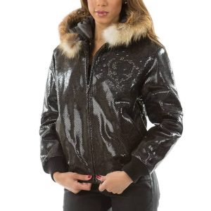 Pelle Pelle PP Crest Python Black Fur Hood Jacket