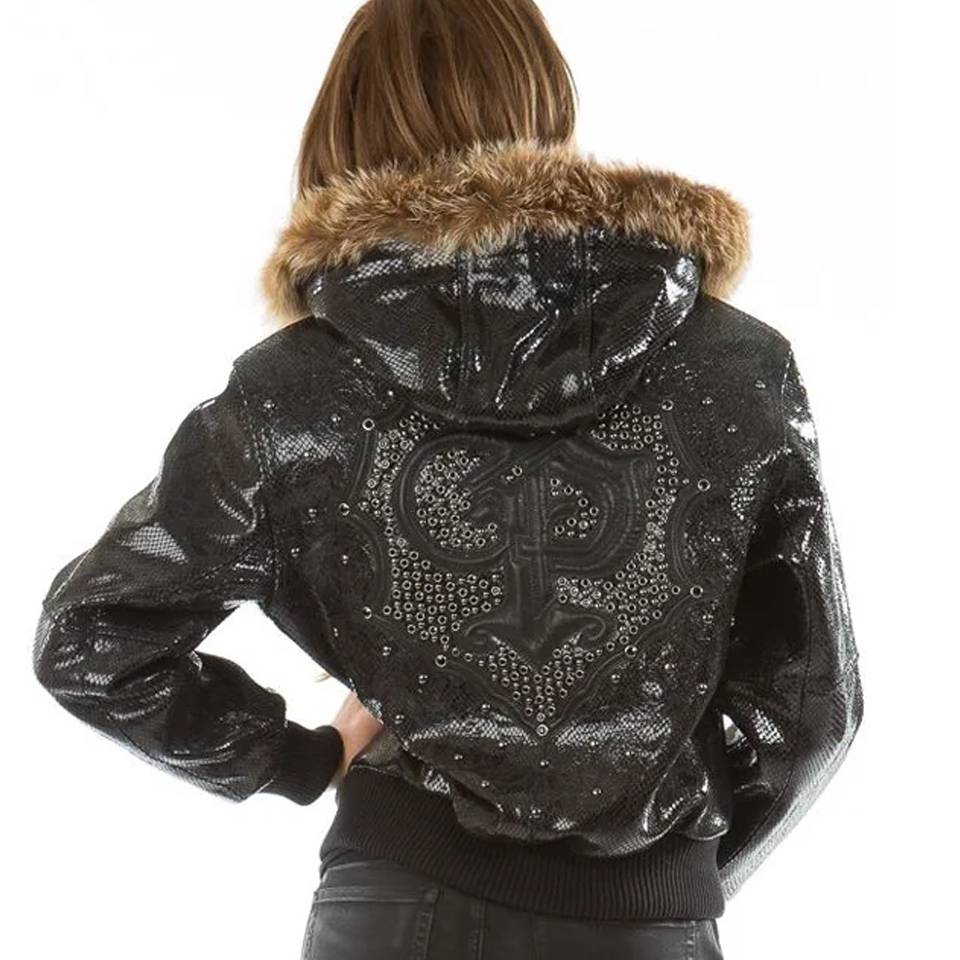 Pelle Pelle PP Crest Python Black Fur Hood Leather Jacket
