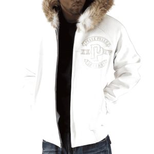Pelle Pelle Panther White Fur Hooded Leather Jacket