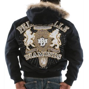 Pelle Pelle Platinum & Diamonds MB 1978 Black Fur Hood Wool Jacket