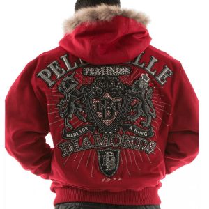 Pelle Pelle Platinum & Diamonds MB 1978 Red Fur Hood Wool Jacket