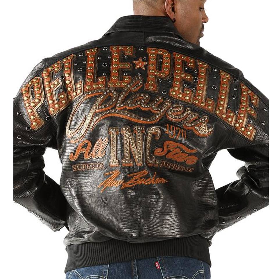 Pelle Pelle Players All in Stars 1978 Black Leather Jacket
