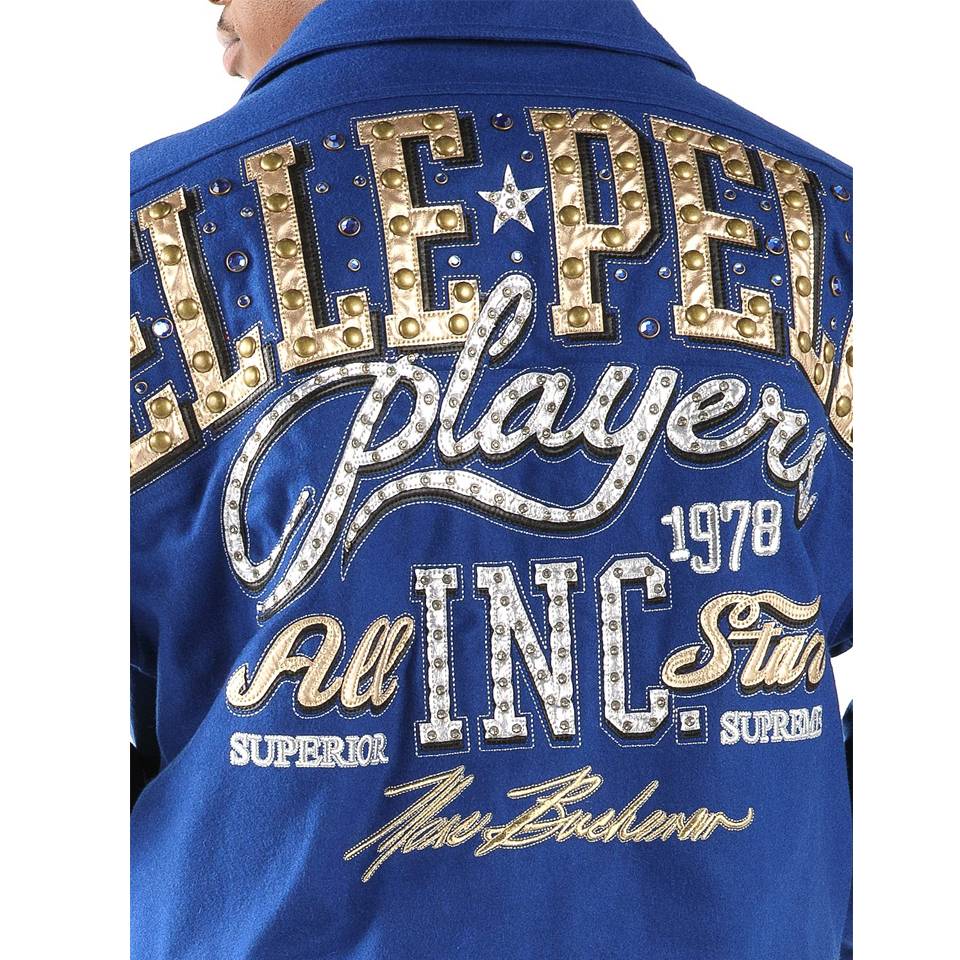 Pelle Pelle Players MB 1978 All In Stars Superior Blue Wool Jacket