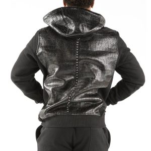 Pelle Pelle Premium Cayman Black Pattern Leather Hoodie