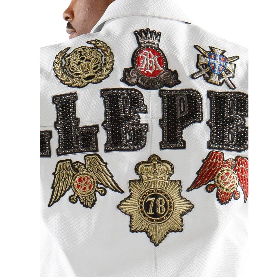 Pelle Pelle Python Decorated White Leather Jacket