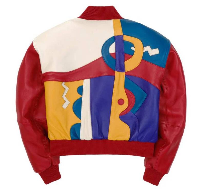 Pelle Pelle Red Plush Picasso Women Crop Real Leather Jacket