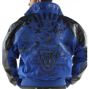 Pelle Pelle Reign Supreme MB 1978 Limited Edition Blue Jacket with Leather Sleeves