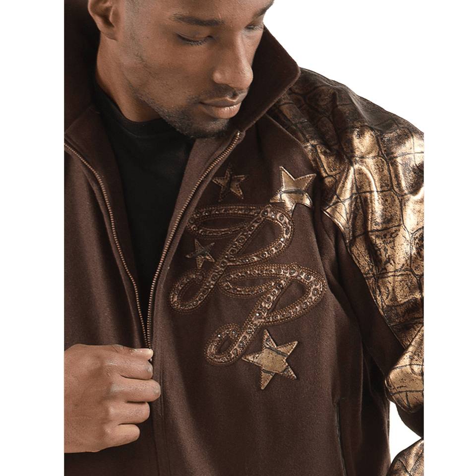 Pelle Pelle Reign Supreme MB 1978 Limited Edition Brown Wool Jacket with Leather Sleeves