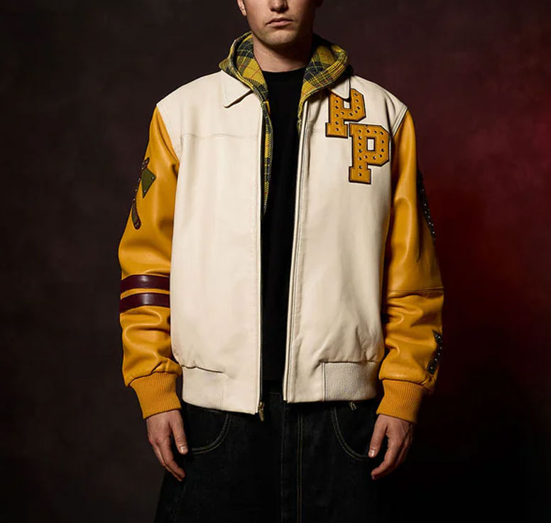 Pelle Pelle Renegades Keef Chief Ivory Leather Jacket For Men