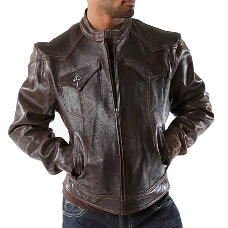 Pelle Pelle Requiem Ghost Dark Brown Leather Biker Jacket