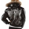 Pelle Pelle Royal in Black Fur Hood Leather Jacket
