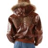 Pelle Pelle Royal in Brown Fur Hood Leather Jacket