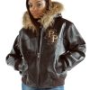Pelle Pelle Shoulder Crest Dark Brown Fur Hood Jacket