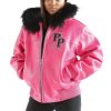 Pelle Pelle Shoulder Crest Pink Fur Hood Jacket