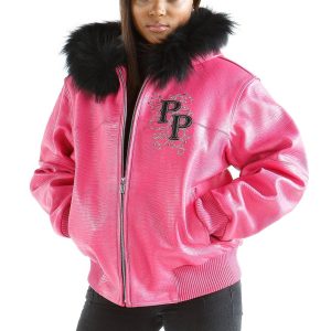 Pelle Pelle Shoulder Crest Pink Fur Hood Jacket