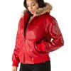 Pelle Pelle Shoulder Crest Red Fur Hood Jacket