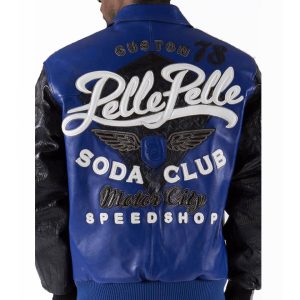 Pelle Pelle Soda Club Motor City Speed Shop Blue Leather Jacket