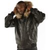 Pelle Pelle Studded Script Fur Hood Black Phantom Jacket