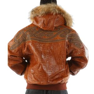 Pelle Pelle Studded Script Fur Hood Brown Phantom Jacket