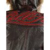 Pelle Pelle Studded Script Fur Hood Maroon Genuine Leather Jacket