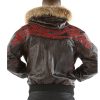 Pelle Pelle Studded Script Fur Hood Maroon Phantom Leather Jacket