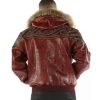 Pelle Pelle Studded Script Fur Hood Red Phantom Leather Jacket