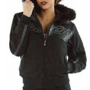 Pelle Pelle Supreme Club Black Fur Hood Women Jacket