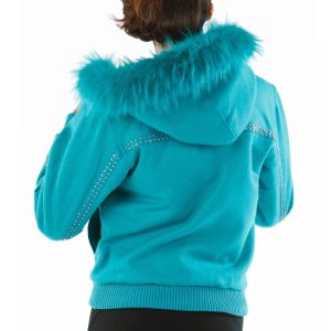 Pelle Pelle Supreme Club Blue Women Fur Hood Wool Jacket