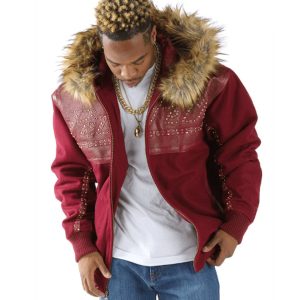 Pelle Pelle Supreme Club Maroon Fur Hood Jacket