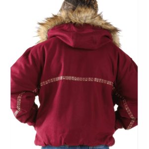 Pelle Pelle Supreme Club Maroon Fur Hooded Wool Jacket