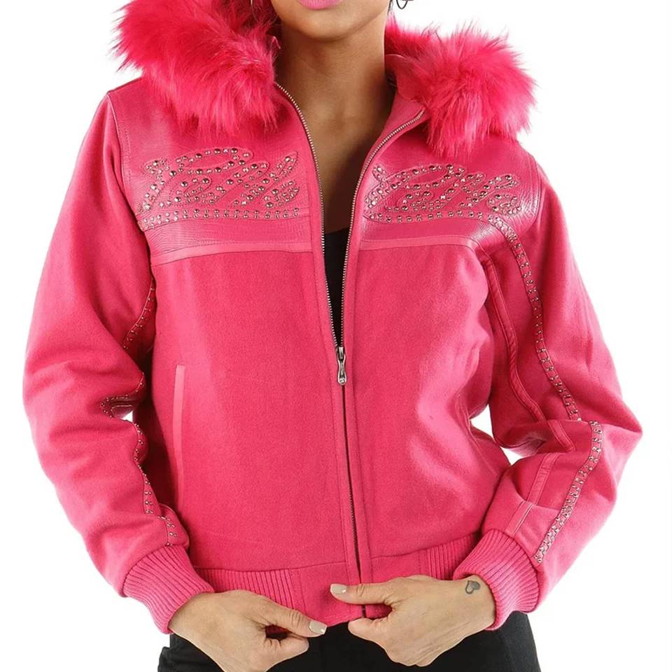 Pelle Pelle Supreme Club Pink Fur Hood Jacket