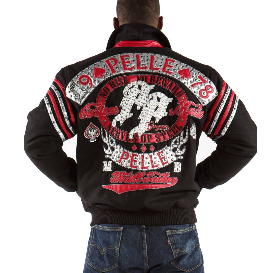 Pelle Pelle Thrill Seeker MB 1978 No Risk No Reward Custom Made Black Wool Jacket