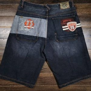 Pelle Pelle UK London Patch Work Men Black Denim Shorts