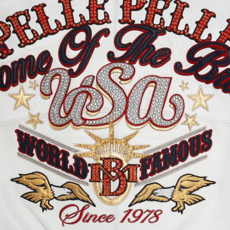 Pelle Pelle USA White World Famous MB Real Leather Jacket