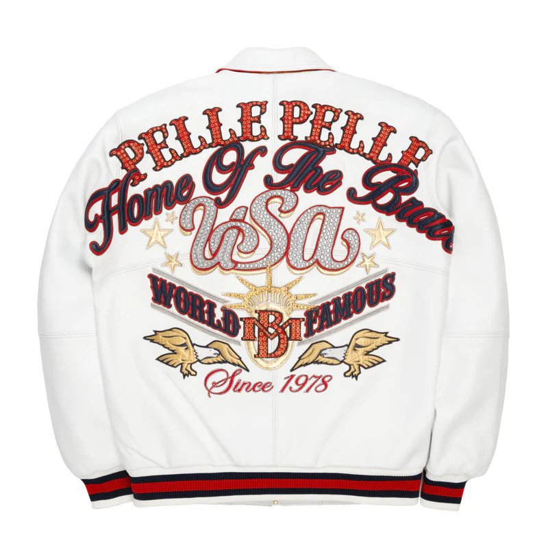 Pelle Pelle USA White World Famous Marc Buchanan Leather Jacket