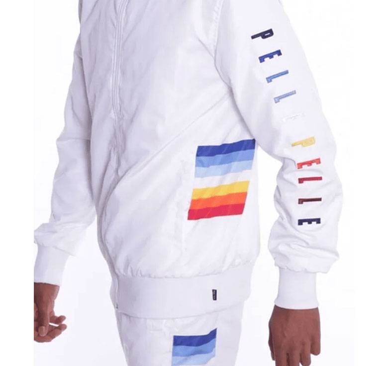 Pelle Pelle White Rainbow Accent Cotton-Poly Tracksuit