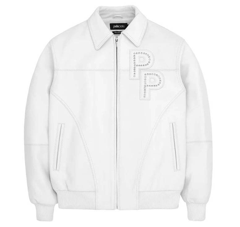 Pelle Pelle White Shinning Stones Top Grain Leather Jacket