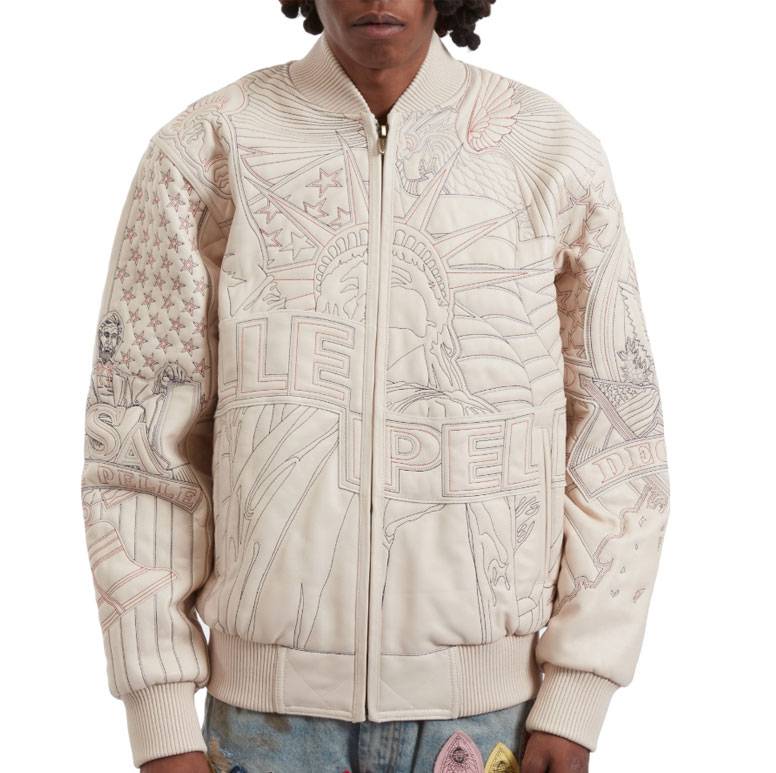 Pelle Pelle Who Decides War USA Cream Leather Jacket