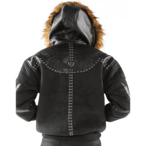 Pelle Pelle Wings Black Fur Hood Wool Jacket