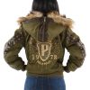 Pelle Pelle Women 1978 Split Fur Hooded Olive Green Wool Jacket Pelle Pelle Store