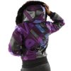 Pelle Pelle Women Abstract Purple Fur Hood Wool Jacket