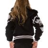 Pelle Pelle Women American Legend Varsity Black Fur Hood Wool Jacket