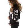 Pelle Pelle Women American Legend Varsity Black Fur Hooded Wool Jacket
