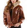 Pelle Pelle Women Basic Brown Fur Hood Jacket