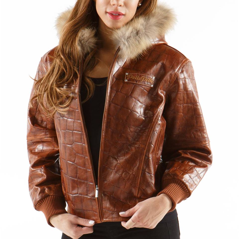 Pelle Pelle Women Basic Brown Fur Hood Jacket