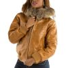 Pelle Pelle Women Basic Mustard Fur Hood Jacket