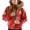 Pelle Pelle Women Basic Red Fur Hood Jacket