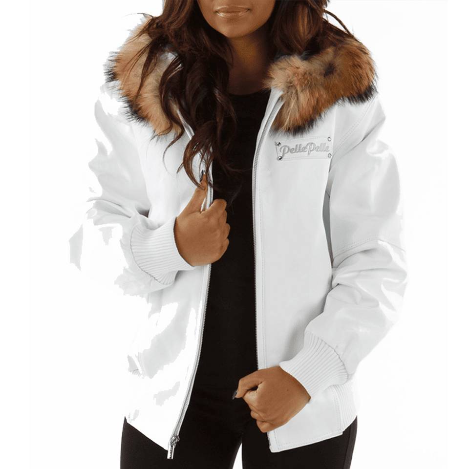 Pelle Pelle Women Basic White Fur Hood Jacket