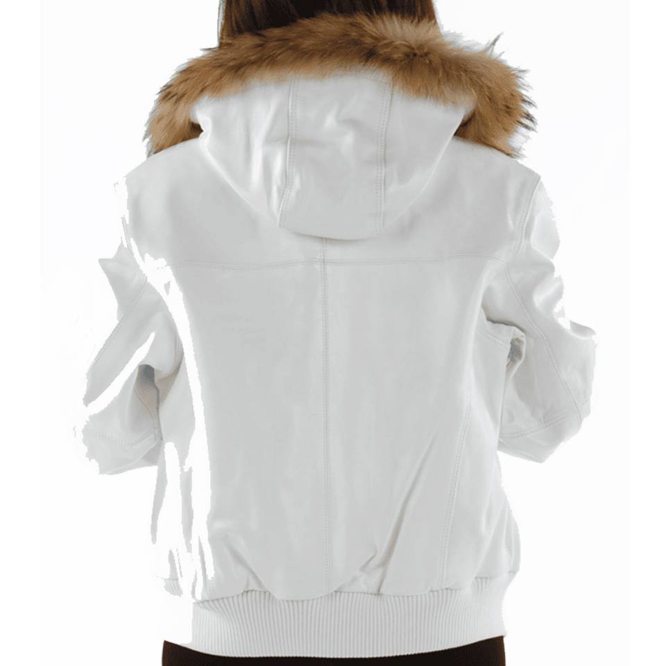 Pelle Pelle Women Basic White Fur Hood Leather Jacket
